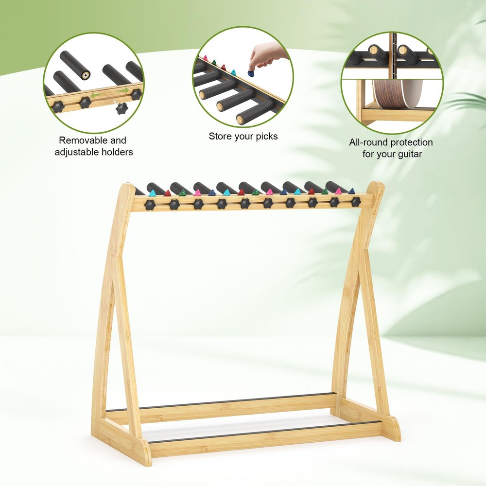 Guitar Stand Rack, Multi-Guitar Display Rack Adjustable Bamboo Guitars Holder...