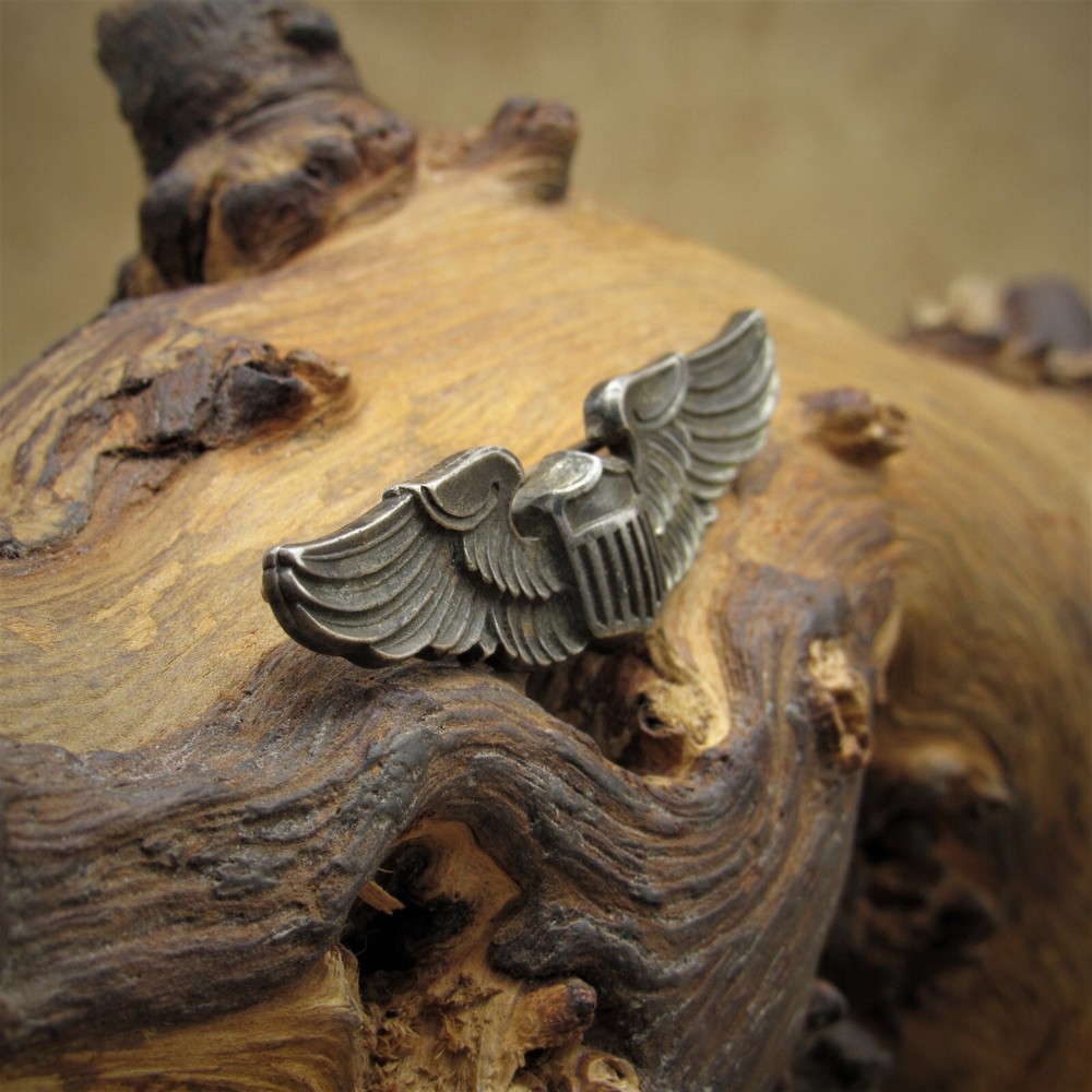 Amico Sterling Silver Wings and Shield Pin 2"