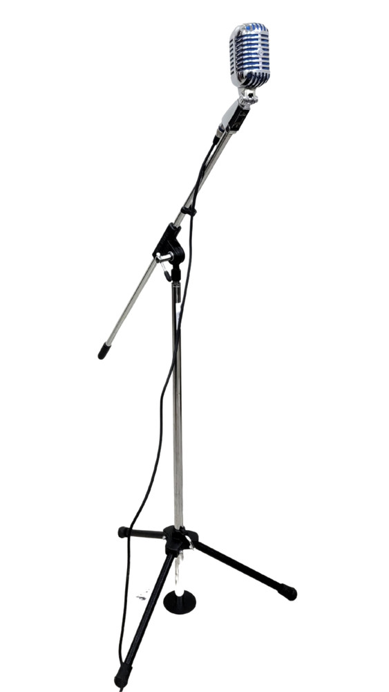 Antique Replica Decorative Dynamic Metal Grill Microphone With Adjustable Stand.