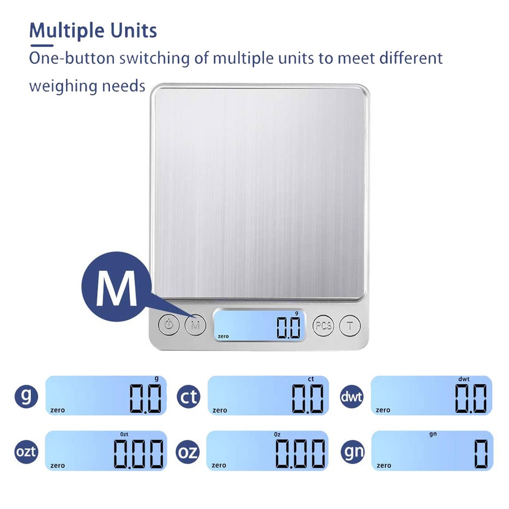 3000g Kitchen Scale for Cooking Baking, 0.1g High Precision Electronic Scale