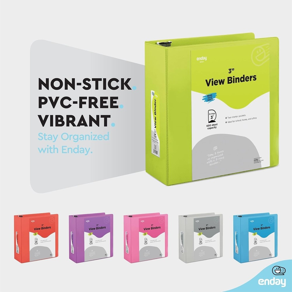 3 inch Binder 6 Pack - Assorted Colors 3 Ring Binder 3 inch with Clear View C...
