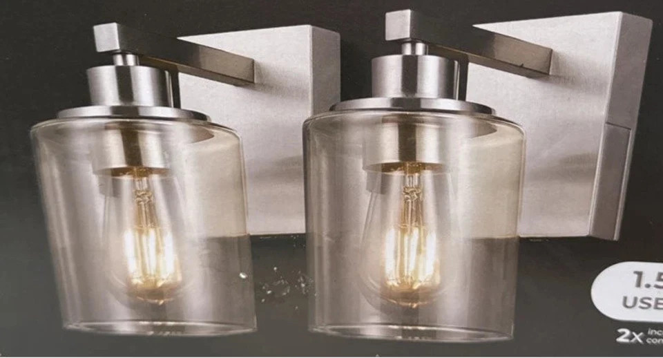 Globe 2 Wall Sconce Lights Battery Rechargeable Globe with Black Base