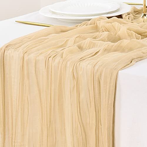 Champagne Table Runner Spring Easter Cheesecloth Table Runner 10ft x 1pc Sand
