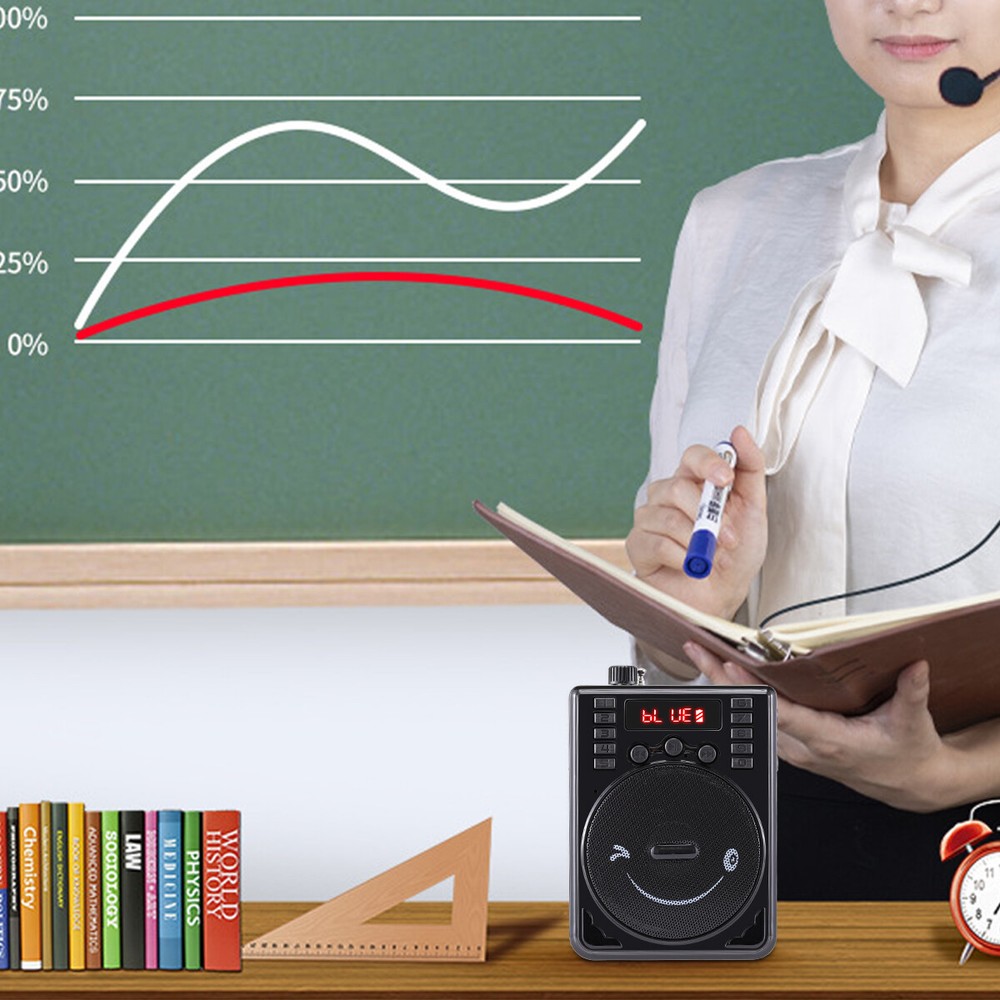 Portable Mini Wireless Amplifier Speaker Rechargeable W/Wired Microphone Headset