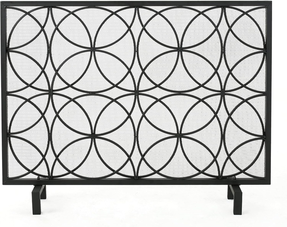 Christopher Knight Home Valeno Single Panel Iron Fireplace Screen, Black