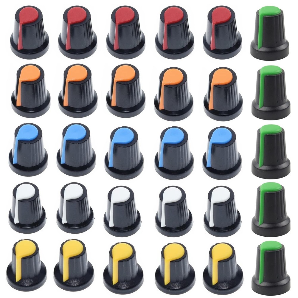 ThtRht 30 Pack Potentiometer Knob 6mm Switch Cap Kit Wh148 Shaft polychrome