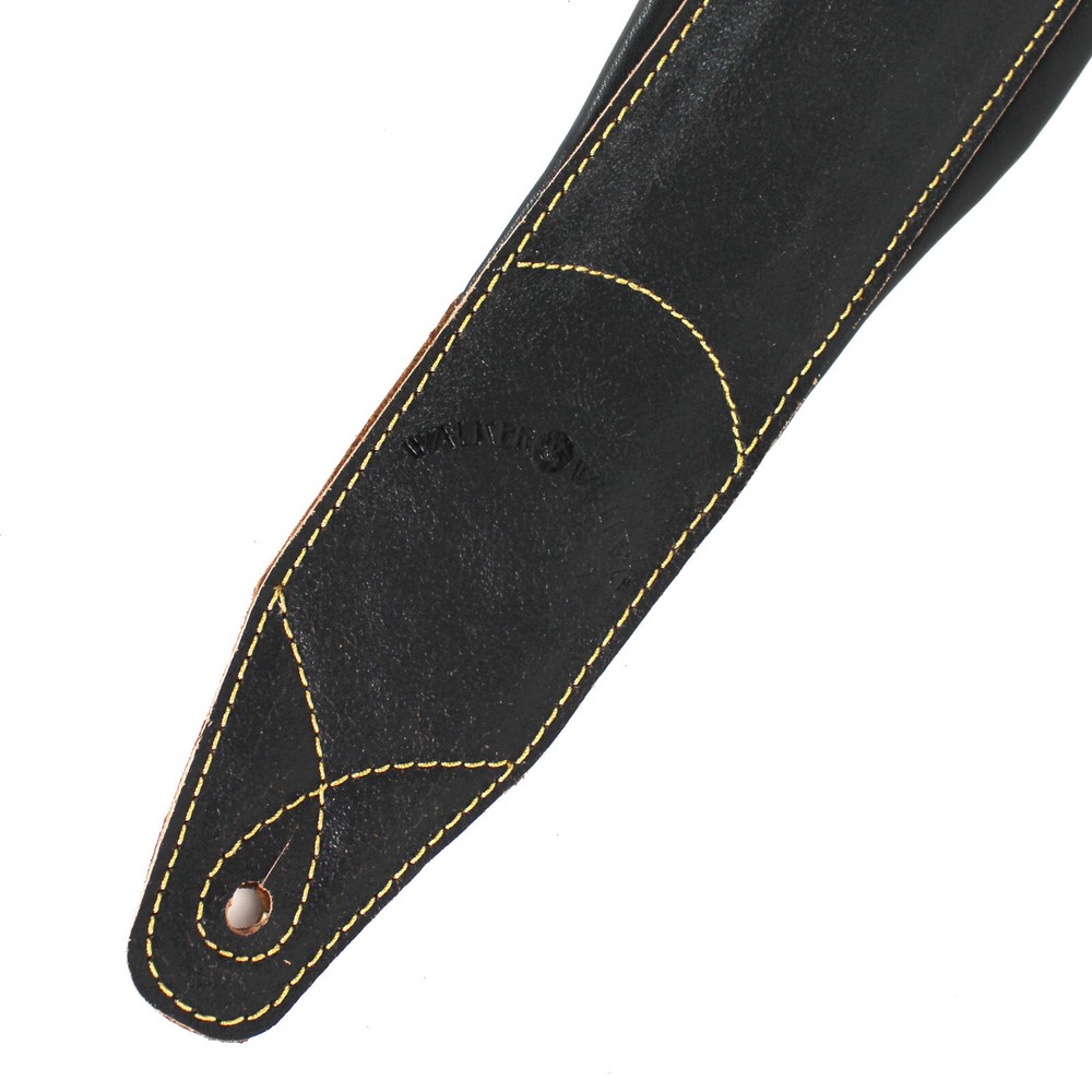 Walker & Williams C-22 Distressed Black Leather Double Padded Guitar Strap