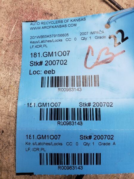 IMPALA 2007 Keys/Latches/Locks 983143