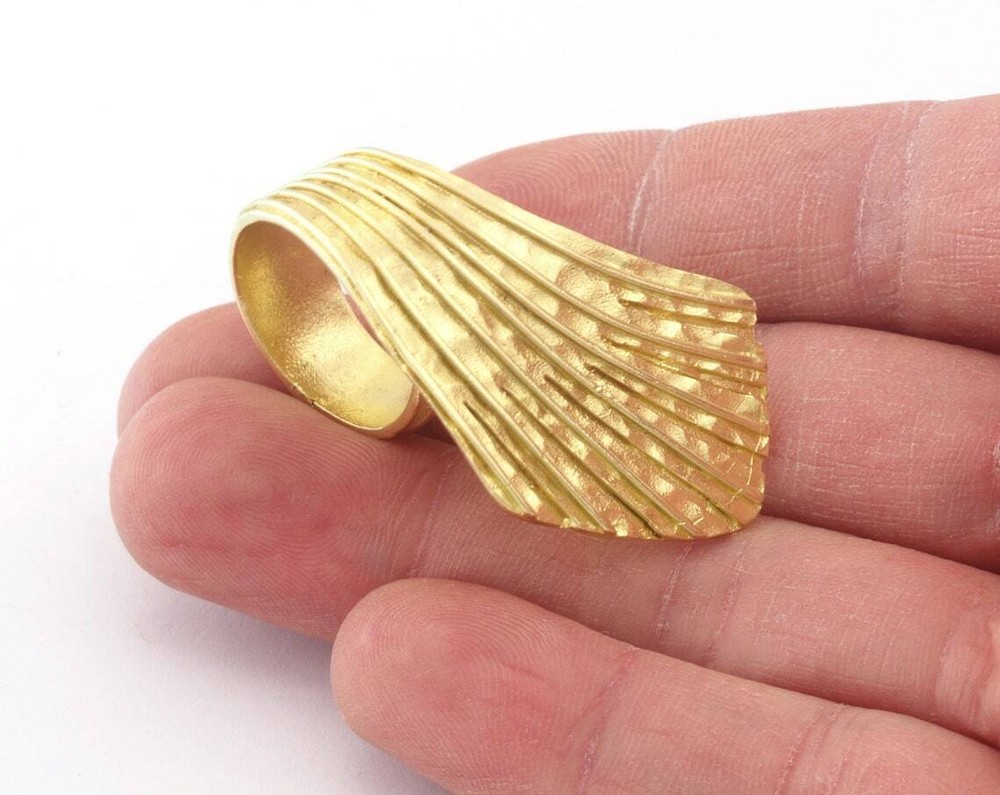 Leaf Hammered Ring Adjustable Raw Brass (7US-9US inner size) 4808