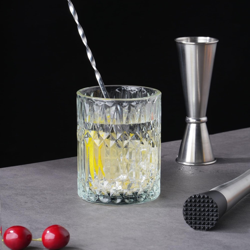 Muddler for Cocktails Set 3 Piece Silver Spoon Jigger Mixing Tools