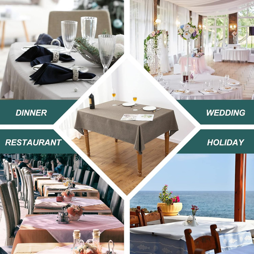 Textured Tablecloth Rectangle 60x84 Water Resistant Spill-Proof Wipeable Table C
