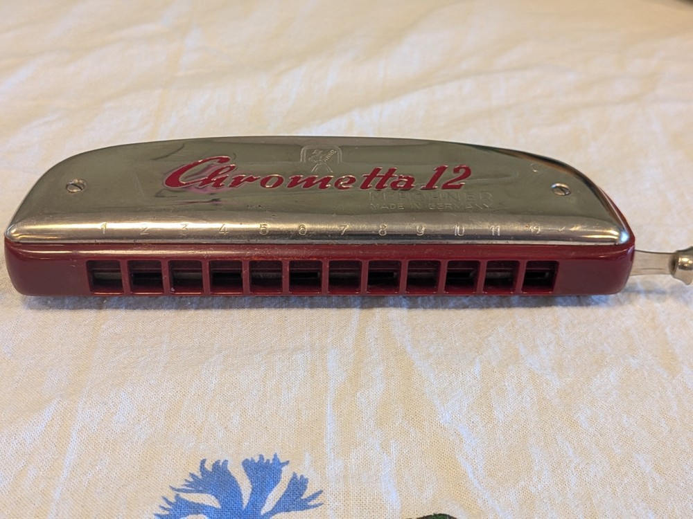Vintage Hohner 'Chrometta 12' Chromatic 'C' Harmonica + Case Plays Great