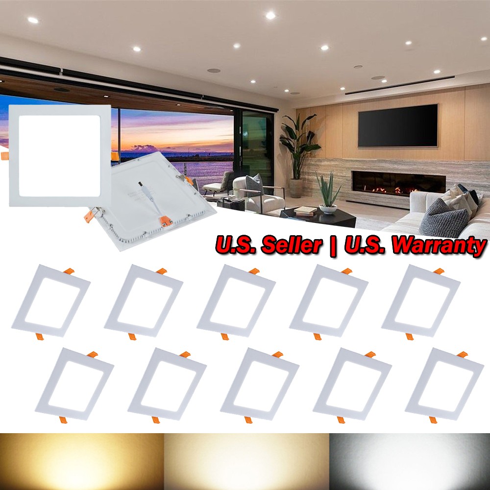 10 Pack 3W 2.75-Inch Square Warm White Canless LED Recessed Ceiling Panel Light