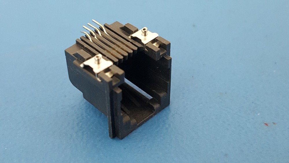 RJ11 Modular PCB Jack, Connector, LED, Straight Angle, Board Lock, AMP, 10 Pcs
