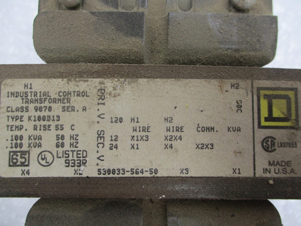 SQUARE D 9070K100D13 TRANSFORMER UNMP