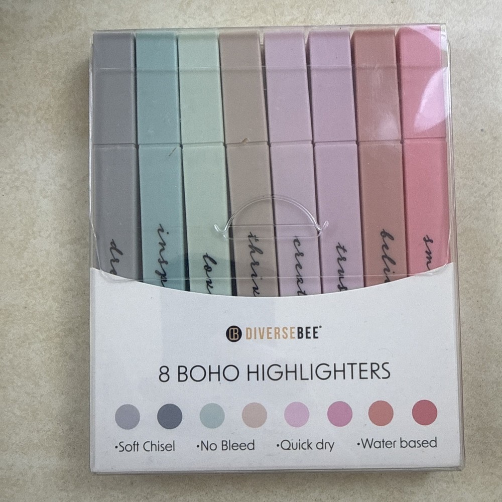 DIVERSEBEE Bible Highlighters with Soft Chisel Tip, 8 Pack 8 Pack, Boho