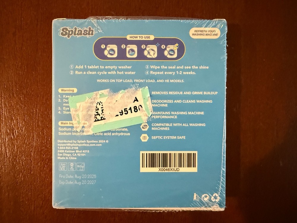 Splash Washing Machine Cleaner, 6 Tablets, Eco Friendly