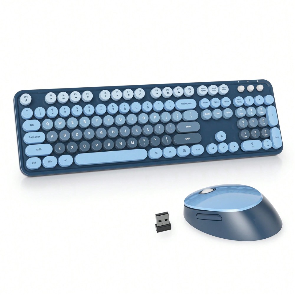 Wireless Keyboard And Mouse Set, Cute Keyboard And Mouse Combo, Full Size-FGQA