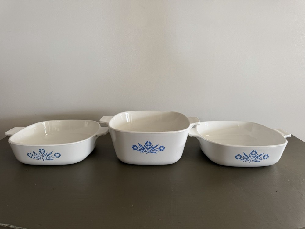 3 Corning Ware Blue Cornflower Petite Pans