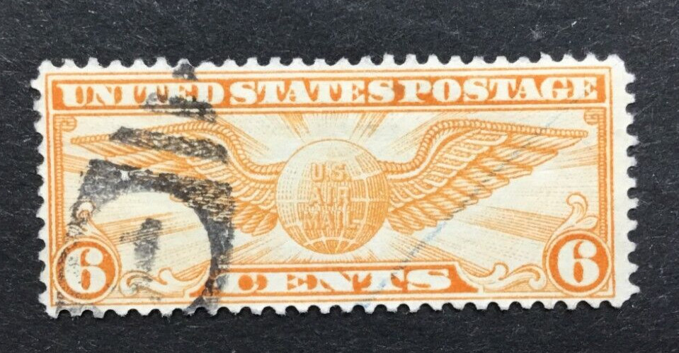 US Scott #C19 Winged Globe 6 Cent Used Fancy Cancel