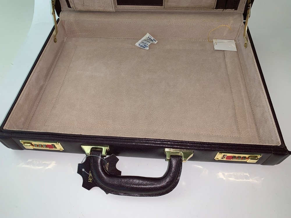 Heritage Quality Crafted Leather Combination Brass Locks Briefcase New