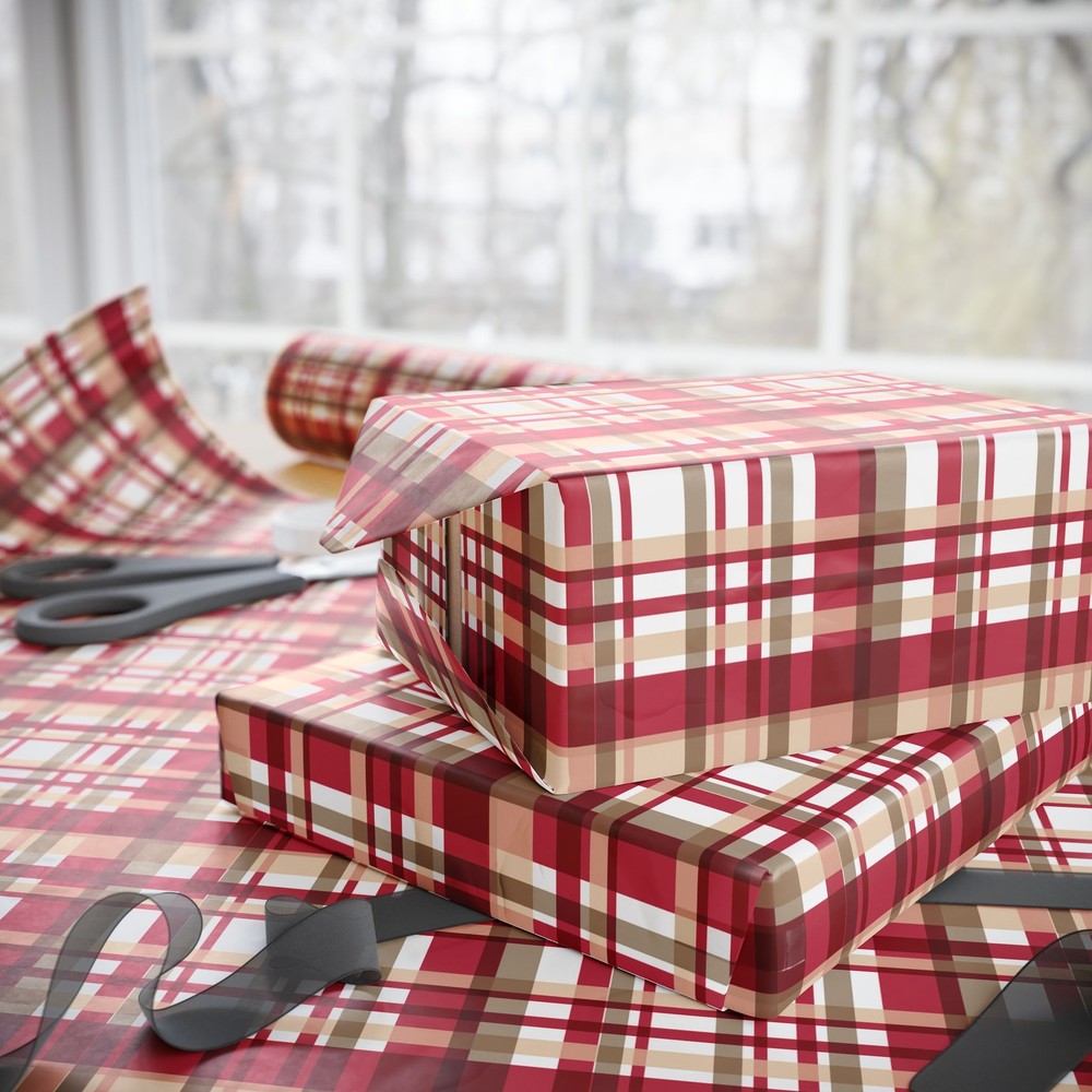 Red And Tan Print Wrapping Papers