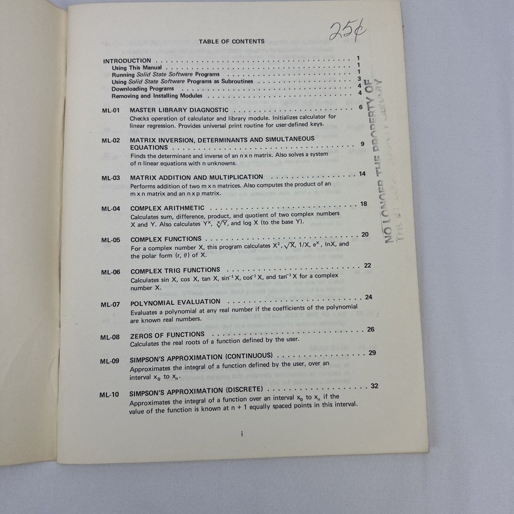 TI Programmable 58/59 Master Library Manual Using Power of Solid State Module GC