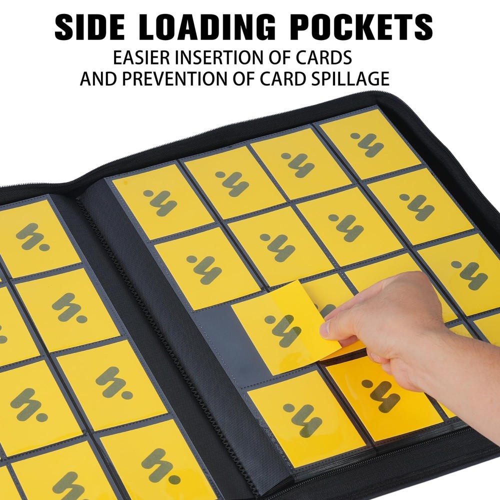 1000+ Pockets Trading Card Binder, Ringless Side Loading Album - Red