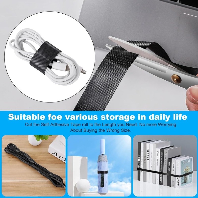 Durable Double Sided Hook & Loop Fasteners Heavy Duty Cable Organization New