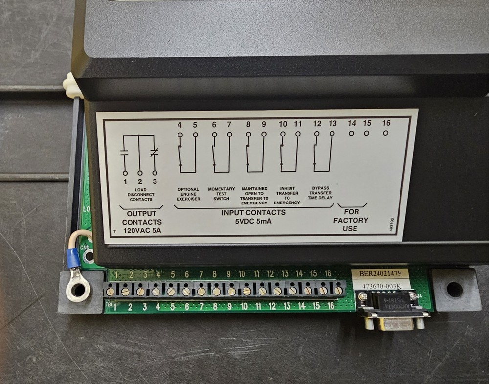 asco series 300 automatic transfer switch (240V) 104A Controller and Display