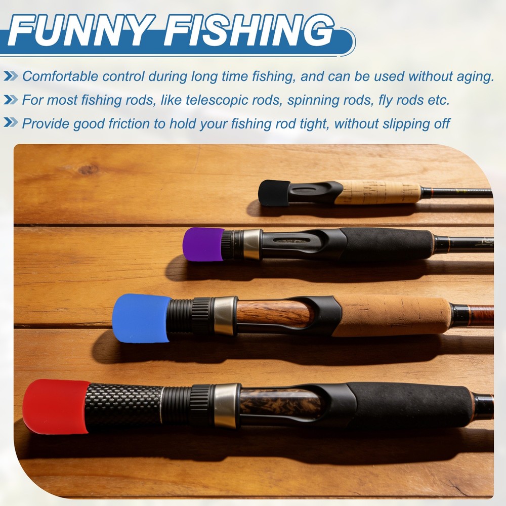 Fishing Rod Butt Cushion, Cap End Protector 3 Pack & 3 Size & Silicone & Grey