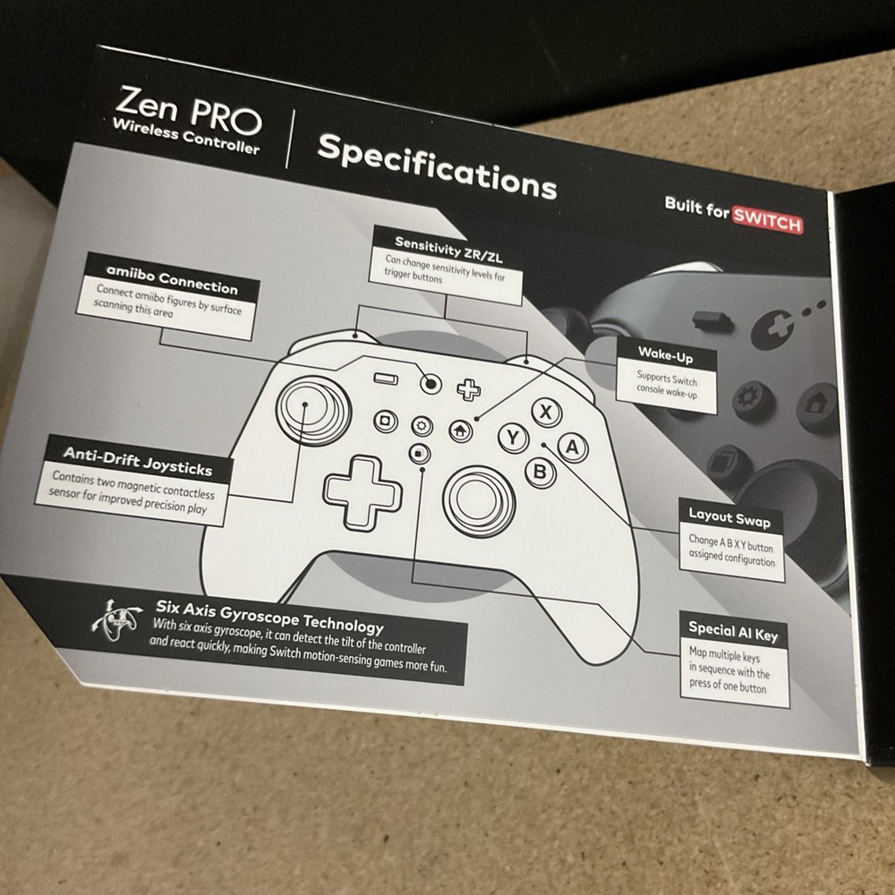 ZEN PRO Wireless Gaming Controller - Black New Damaged Box