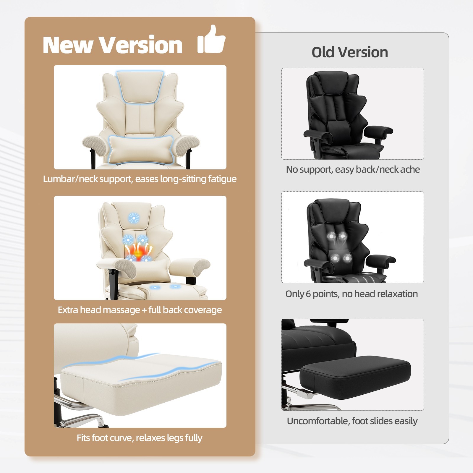 7-Point Massage & Heat Office Chair - High Back Executive Ergonomic Chair