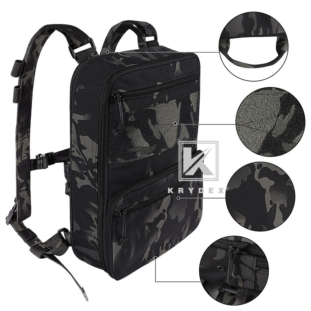 KRYDEX D3 Flatpack 23L Tactical Expandable Backpack MOLLE Travel Pack Black MC