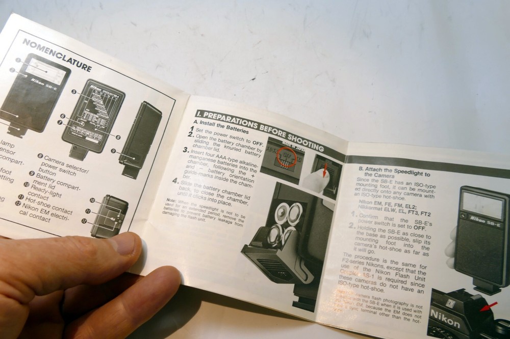 Nikon Speedlight SB-E flash Instruction Guide Manual 1981