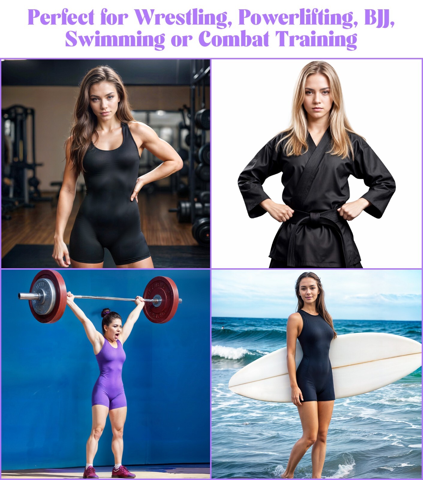 Exxact Sports Women Wrestling Singlet - High-Cut, Full-Coverage Powerlifting