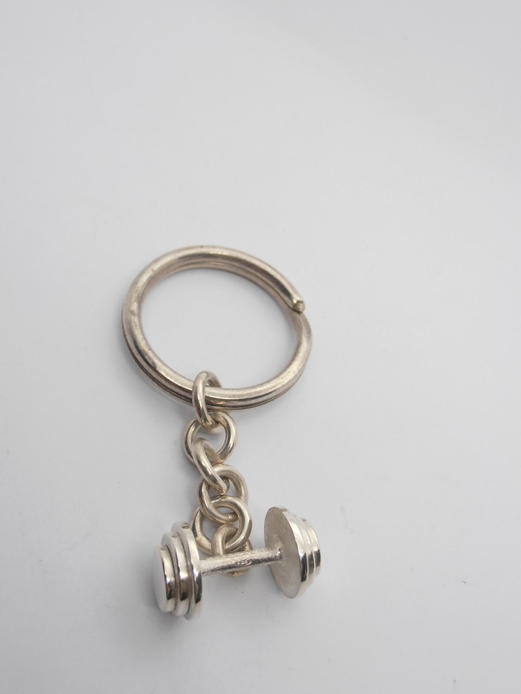Handlebar: 925 Silver Keychain - Weight Weights Gym - Bodybuilding