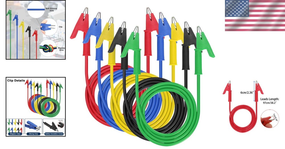 Reliable 5 Pack Alligator Clips with Insulators - Essential for Circuit Testing