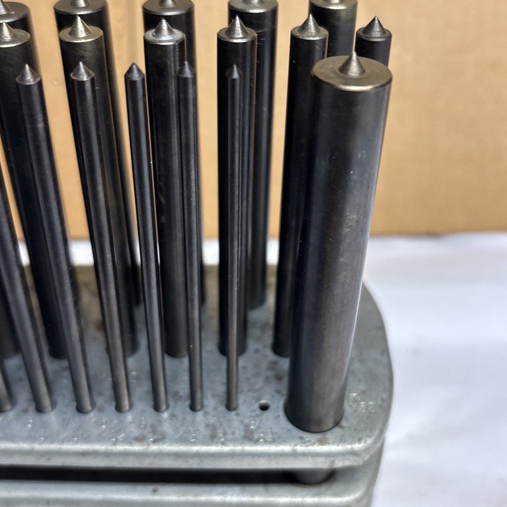 Vintage Spellmaco Transfer Punch Set 26 Pc Standard SAE w/ Rack Missing 2 (READ)