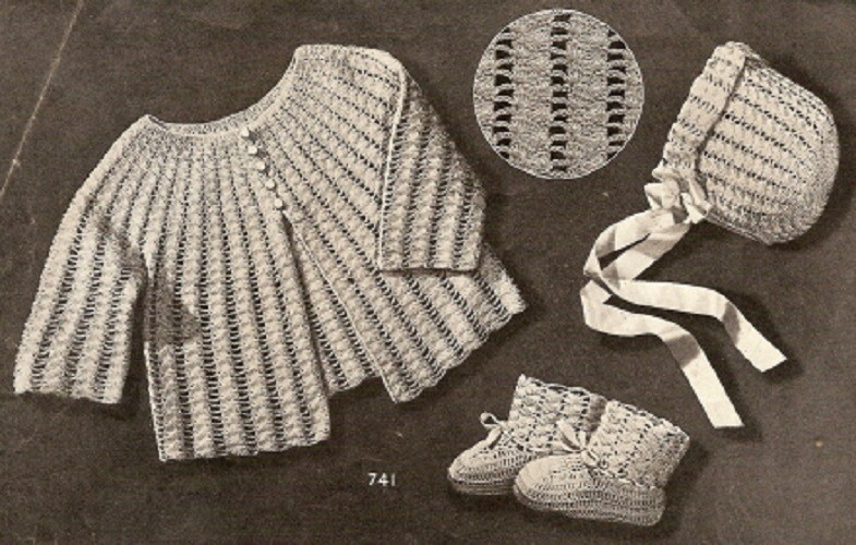 Vintage Crochet Barbara Baby Set #741 PATTERN ONLY