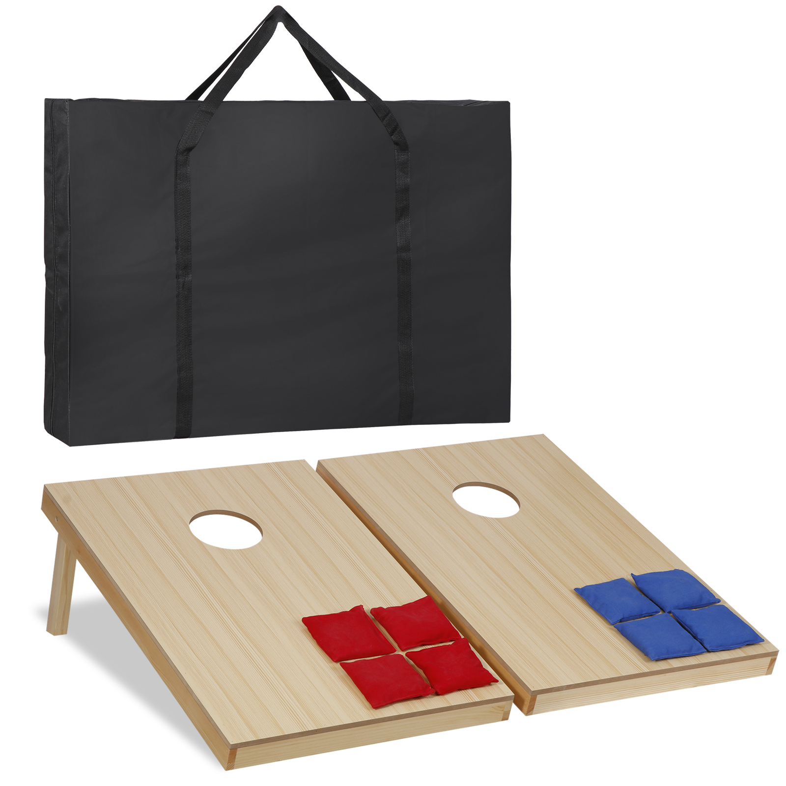 Cornhole Game Set 3x2FT Classic Size Wood Cornhole Boards 8 Bean Bags w/ Case