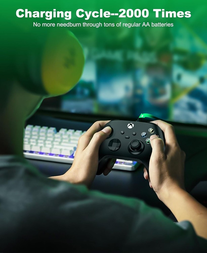 Eco-Friendly Rechargeable Xbox Controller Batteries - 2 Pack with Type-C Charge