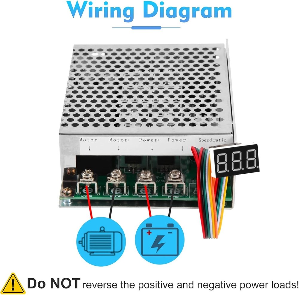 High-Efficiency PWM DC Motor Controller with Adjustable Potentiometer & Switch