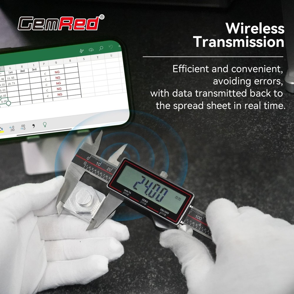 Wireless Digital Caliper 0-6 Inch/150mm, Wireless Data Transfer to Excel/Phon...