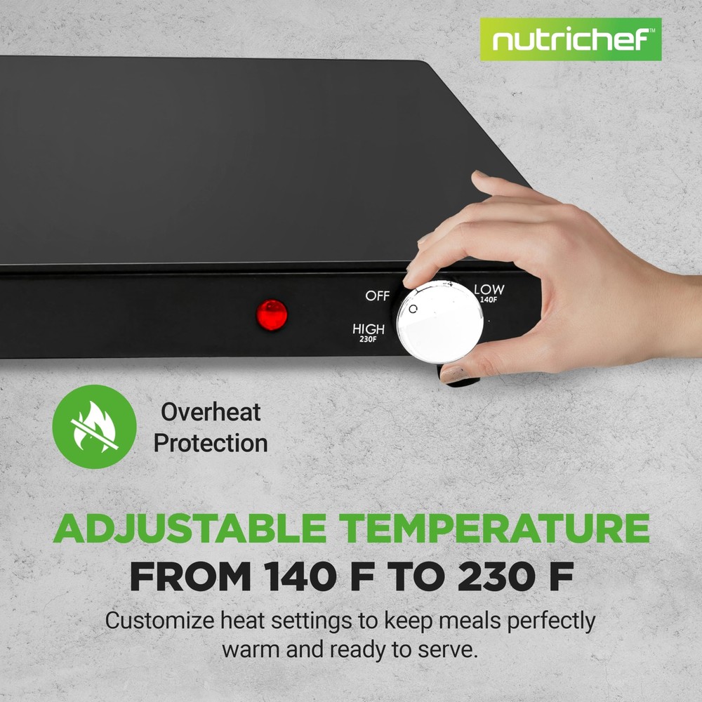 NutriChef Electric Warming Tray - Black