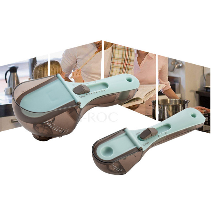 2pc/set Kitchen Plastic Scale Measuring Spoon Adjustable Measuring Spoon Set