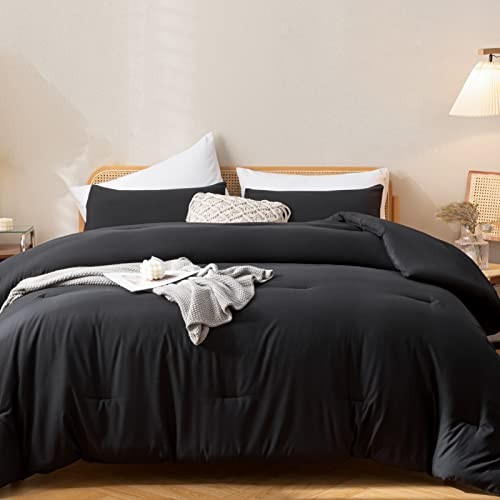 Comforter Set Queen, 3pcs(1 Boho Comforter & 2 Queen Comforter 90"x90" Black