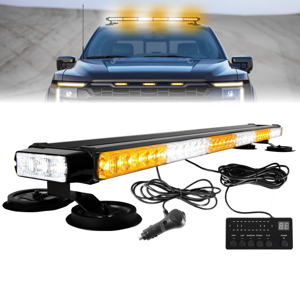 78 LED Amber/White Rooftop Double Side Emergency Strobe Warning Light Bar