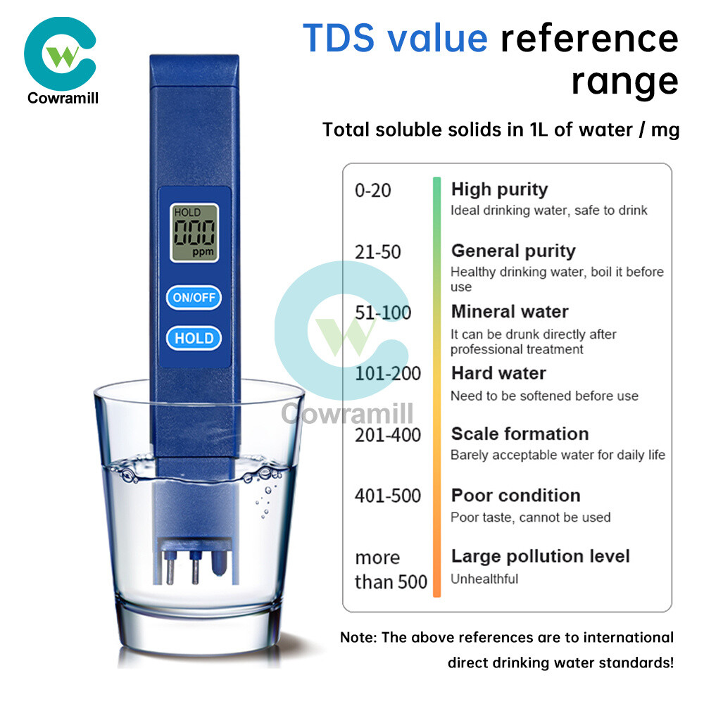 TDS Meter Digital Tester Water Quality Testing Tool for Drinking Water 0-9990ppm