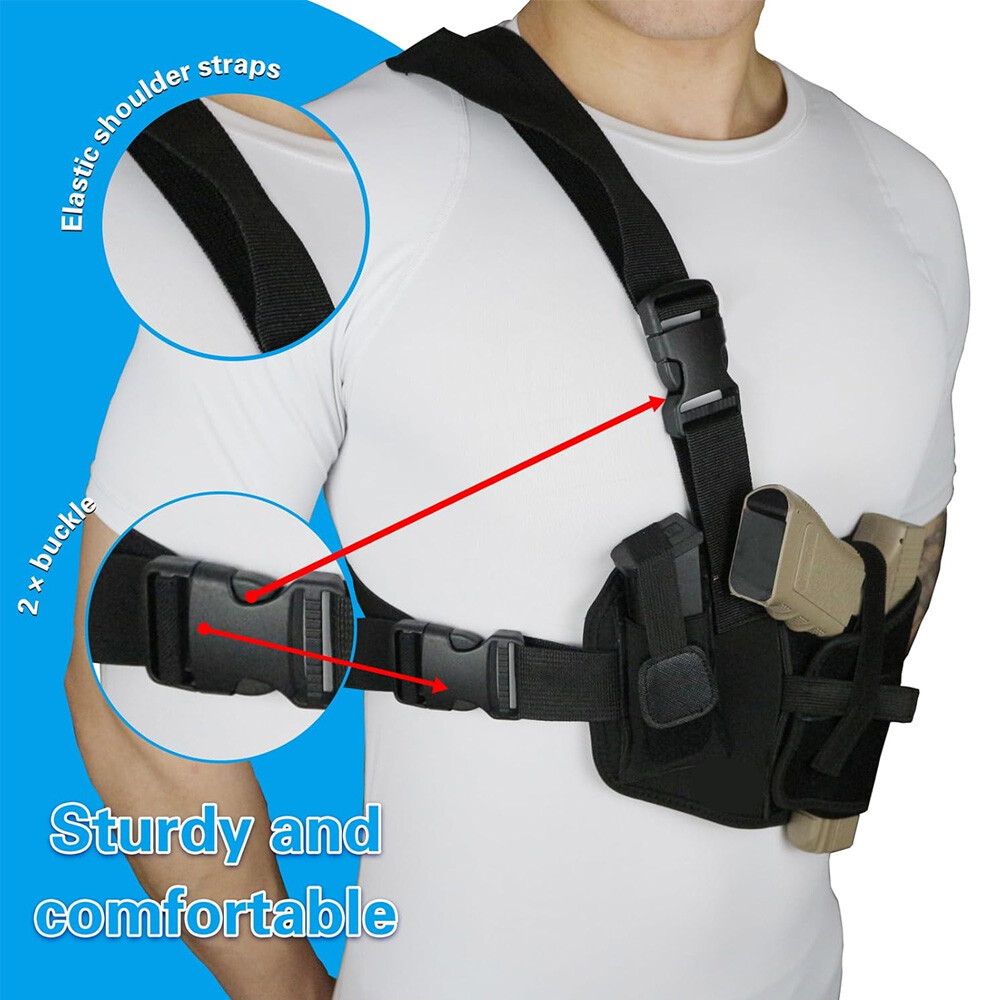 Tactical Chest holster Holster for Concealed Carry Adjustable Pistol Gun Holster